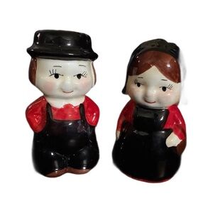 Charming Ceramic Figurines in Red and Black amish salt and pepper shakers